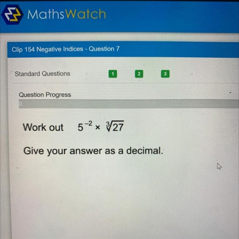 Work out 5(-2) x 327 Give your answer as a decimal.-example-1