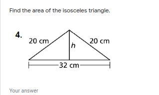 Find the area of the isosceles triangle-example-1