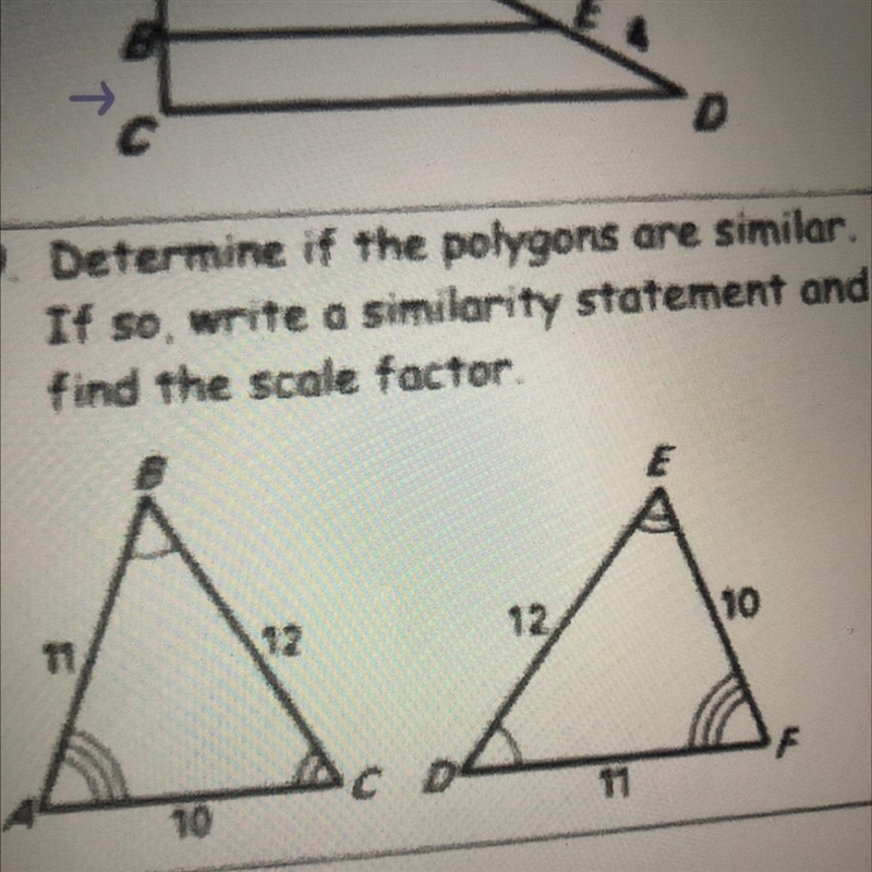 determine if the polygons are similar. If so, write a similarity statement and find-example-1