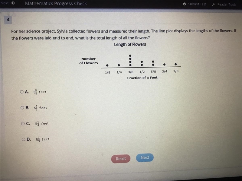 For her science project, Sylvia collected flowers and measured their length. The line-example-1