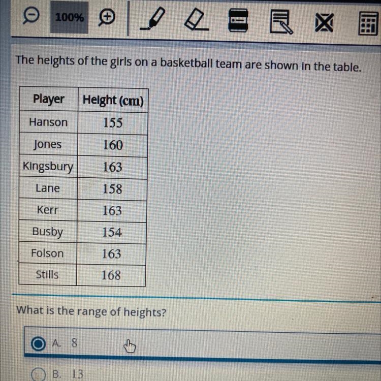 The heights of the girls on a basketball team are shown in the table. pls hurry-example-1