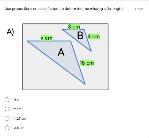 Use proportions or scale factors to determine the missing side length.-example-1