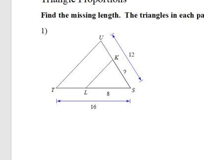 Find the missing length. The triangle in each pair are similar.-example-1