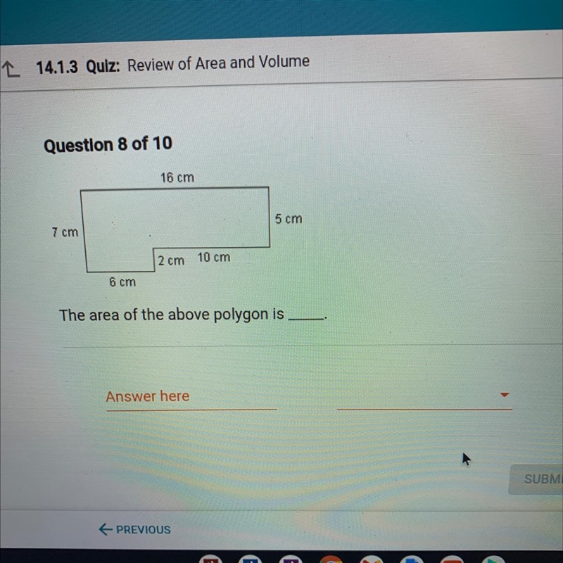 The area of the above polygon is Cm or cm^2-example-1