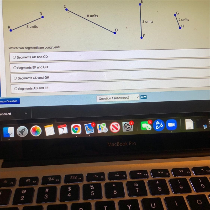 Which two segments are congruent? Please help me, I suck at math!-example-1