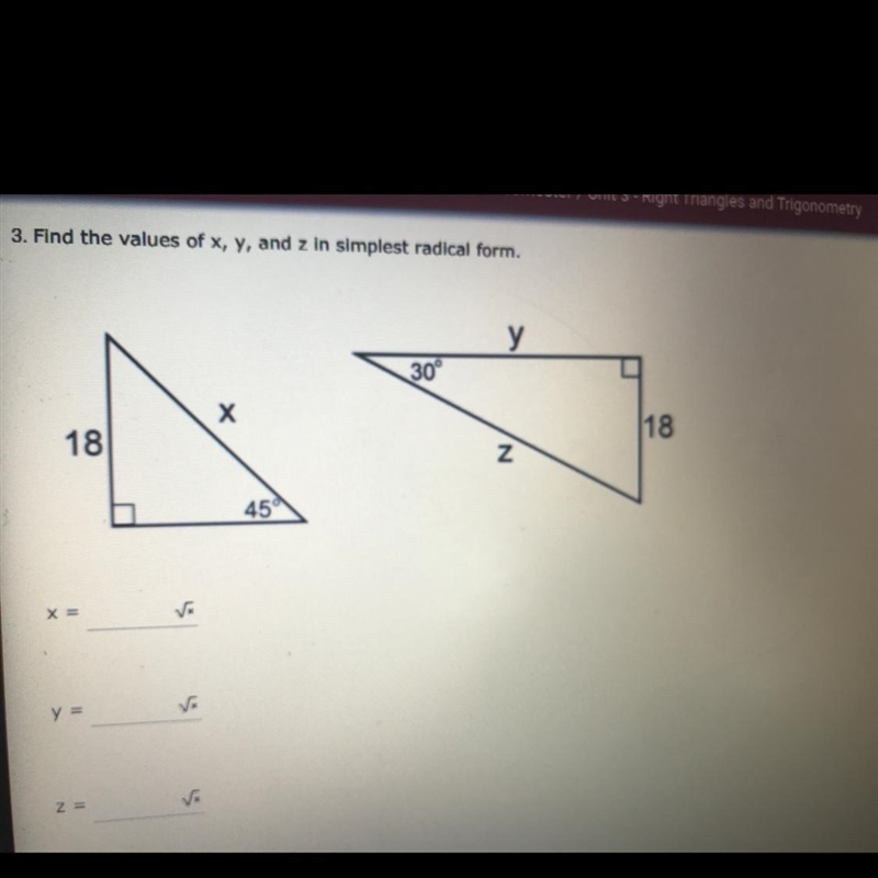 Find the values of x y and z-example-1