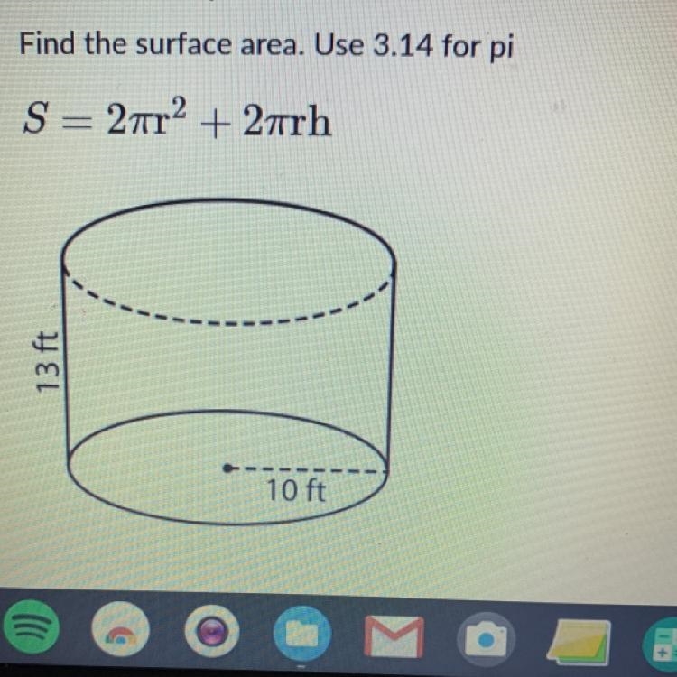 Find the surface area. Use 3.14 for pi-example-1