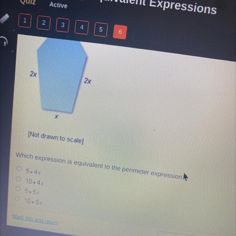 Pentagon has five sides as shown in the figure. The perimeter can be expressed as-example-1