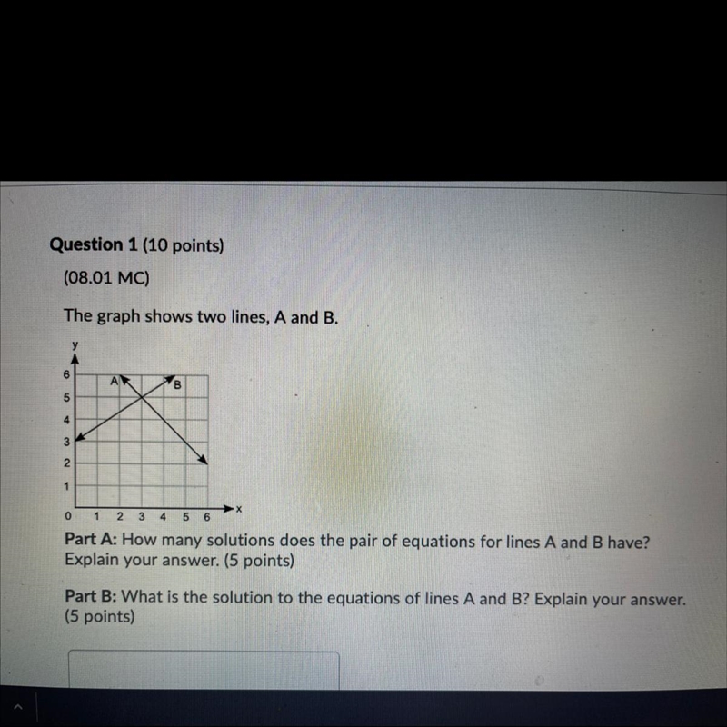 Part A: How many solutions does the pair of equations for lines A and B have? Explain-example-1