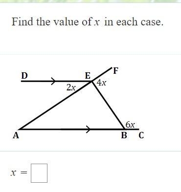 Please answer this!: Find the value of x in each case...-example-1