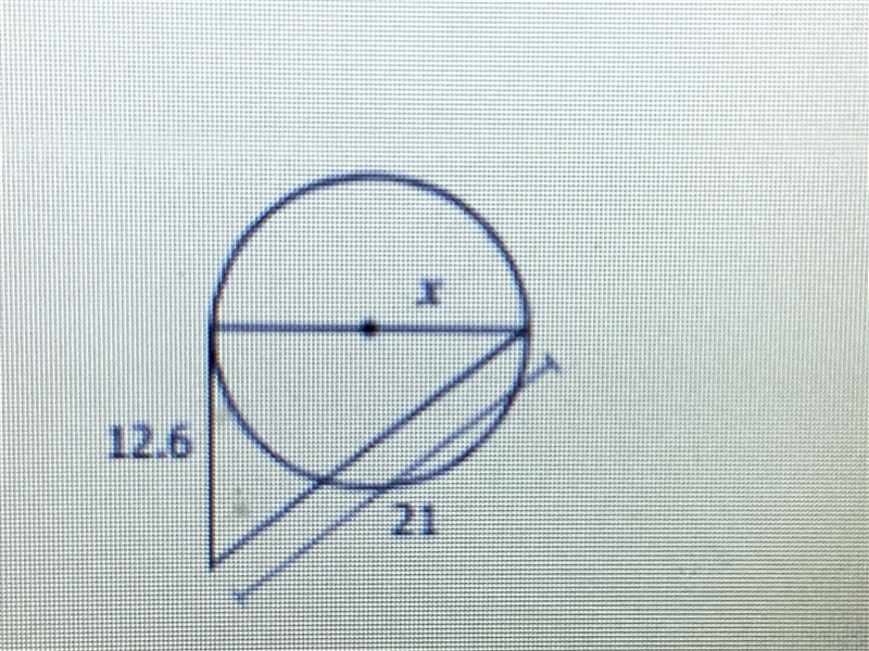 2. Determine the value of x. Assume the segments that appear tangent are tangent (input-example-1