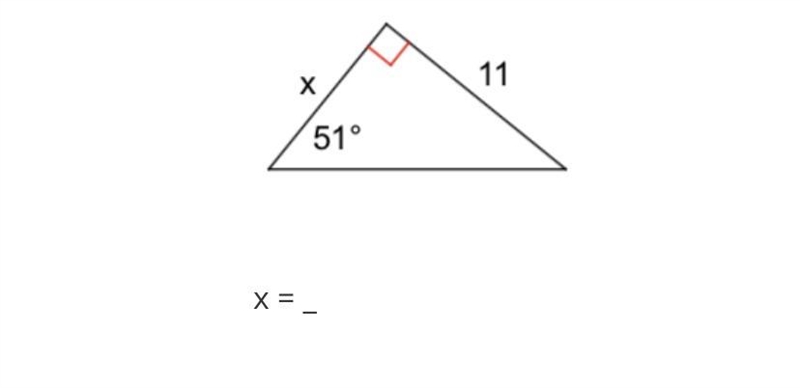 Find the unknown side or angle as indicated. Round each side length to the nearest-example-1