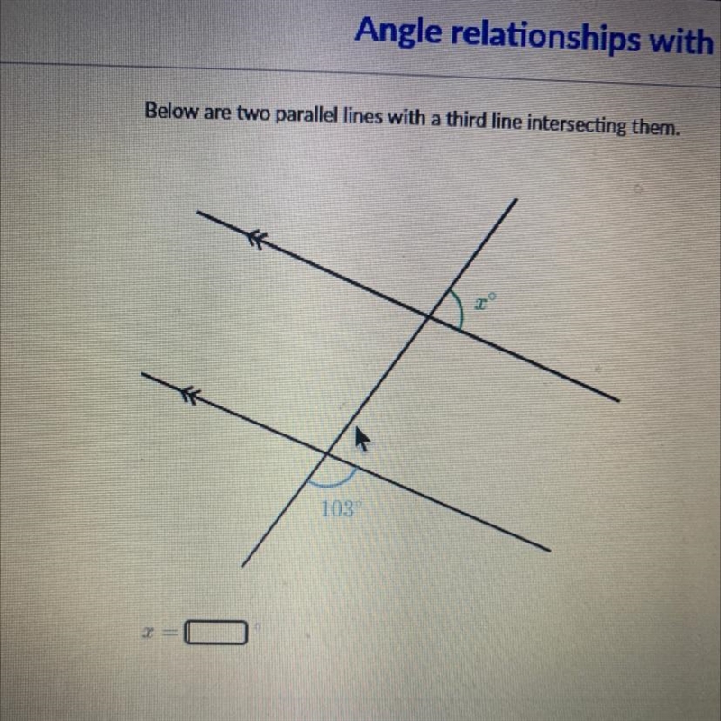 Below are two parallel lines with a third line intersecting them.-example-1