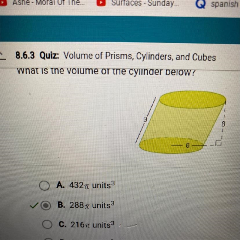 What is the volume of the cylinder below?-example-1