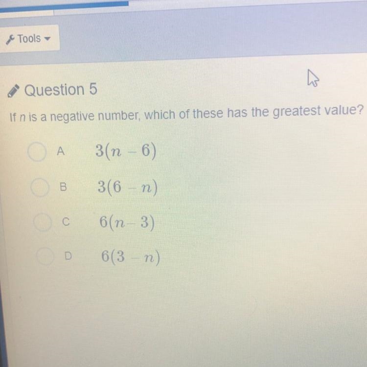 If n is a negative number which of these has the greatest value-example-1