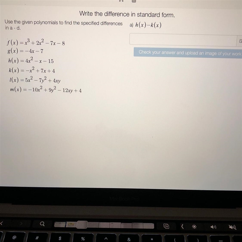 Write the sum in standard form A) h(x)-k(x)-example-1