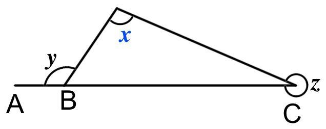 A b and c lie on a straight line given that angle y = 125 and angle z = 313 work out-example-1