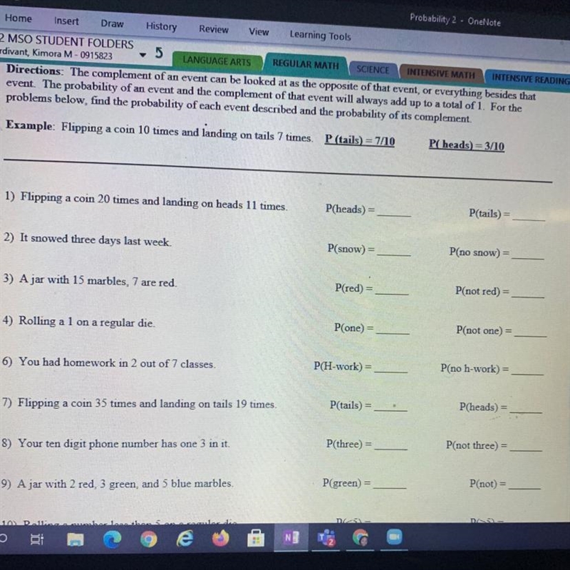 1) Flipping a coin 20 times and landing on heads 11 times. P(heads) = Pétails) = 2) It-example-1