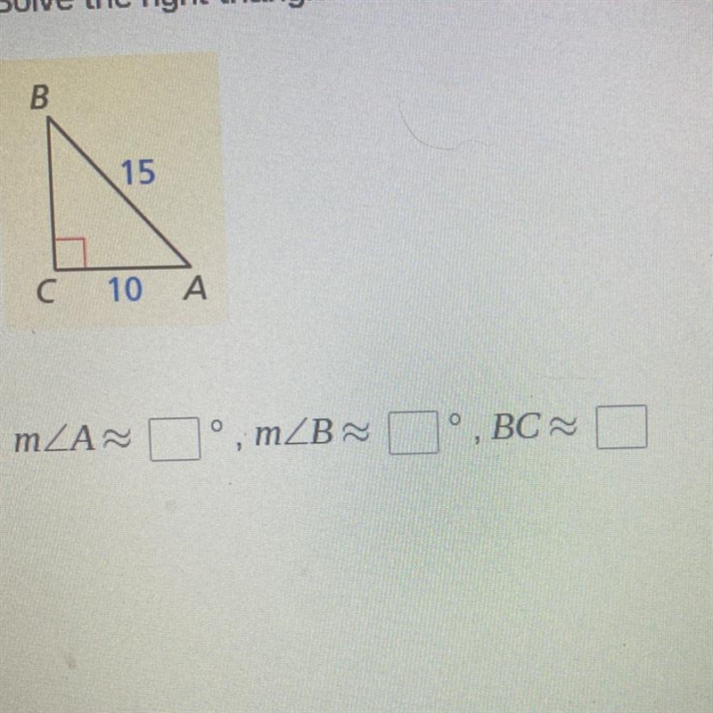 Solve the right triangle. Round decimal answers to the nearest tenth.-example-1