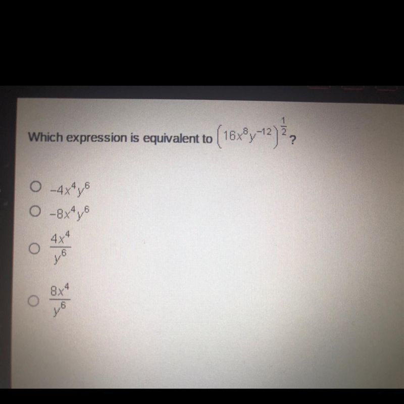 1 Which expression is equivalent to ( 16x9y-12) ? --example-1