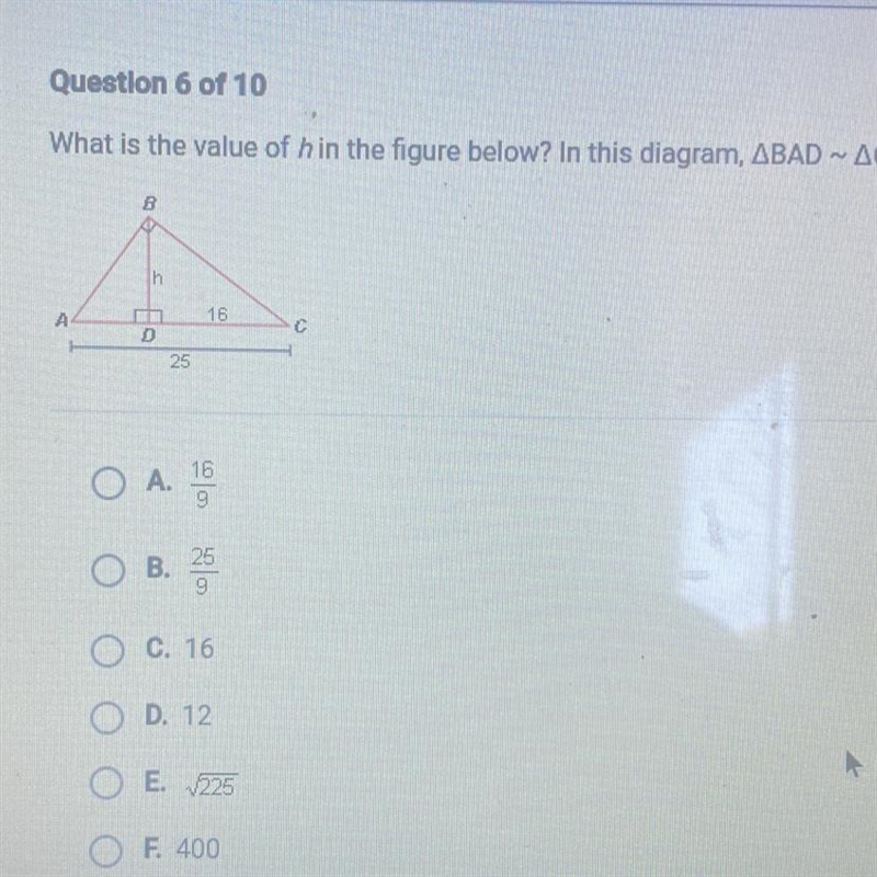 What is the value of h in the figure below? In this diagram, BAD - CBD-example-1