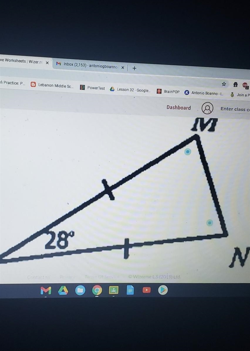 Find the mesaure of <m and <n there is two blue dots M and N pls tell me what-example-1