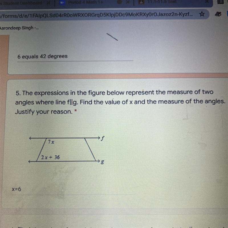 4 points 5. The expressions in the figure below represent the measure of two angles-example-1