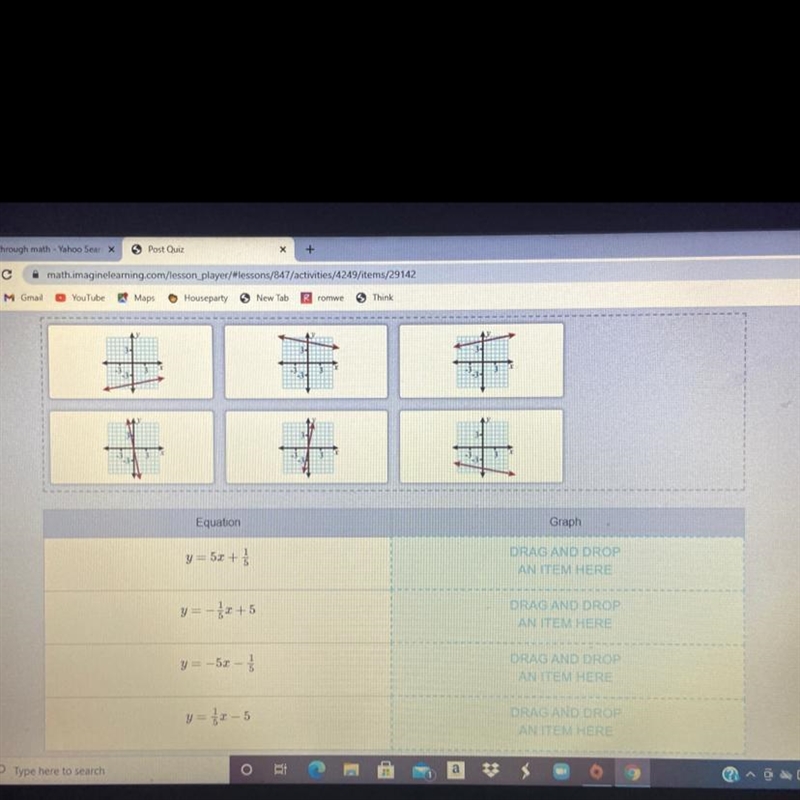 Drag graphs to show a group of each equation in the table-example-1