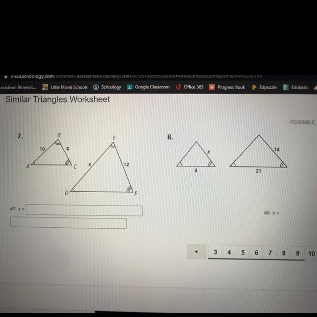 Solve for x in both triangles-example-1