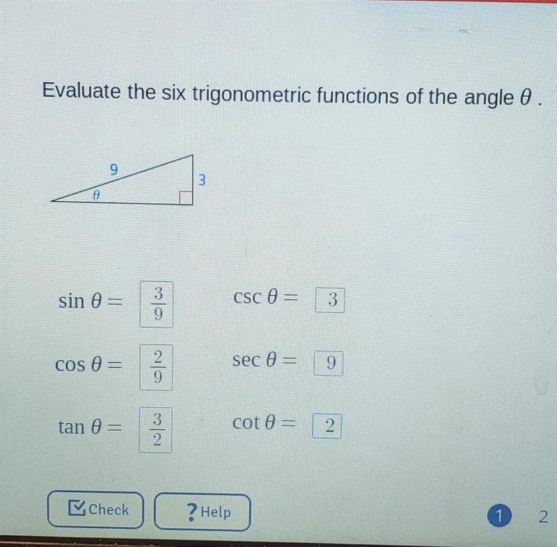 Evaluate the six trigonometric functions of the angle 0 is right ​-example-1