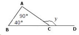 Find the measure of angle y in the following figure.-example-1