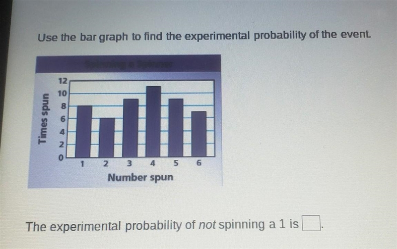 Use the bar graph to find the experimental probability of the event The experimental-example-1