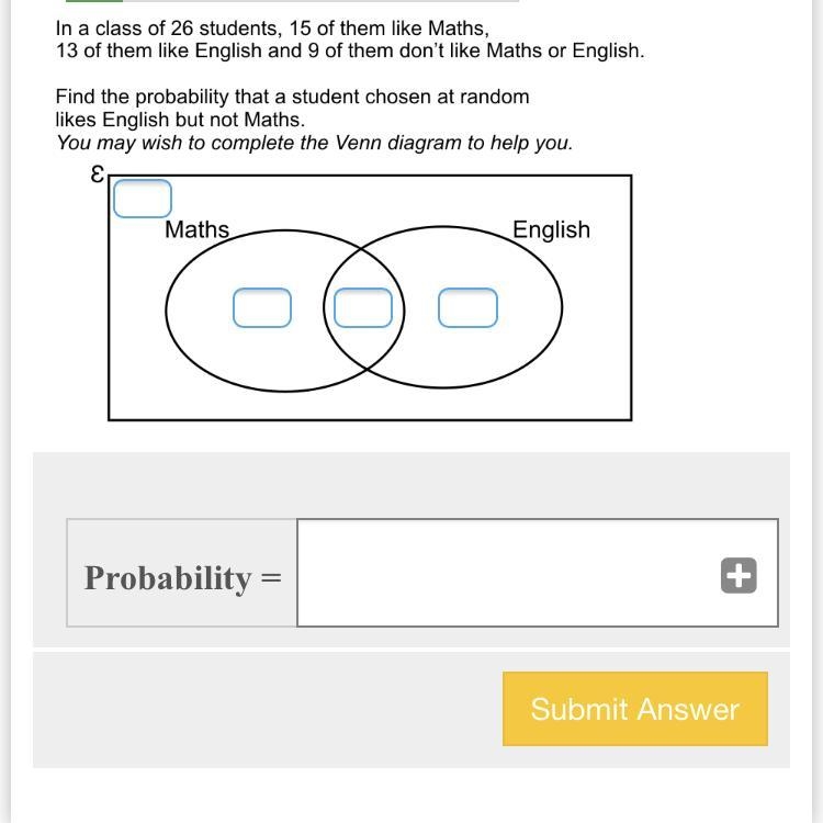 What is the probability that a student chose at random English but not maths-example-1