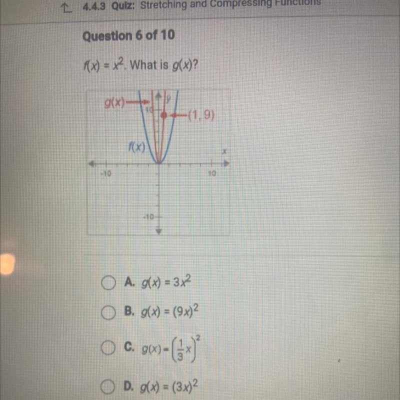 I need help my mind don’t proses right.! f(x) = x2. What is g(x)?-example-1