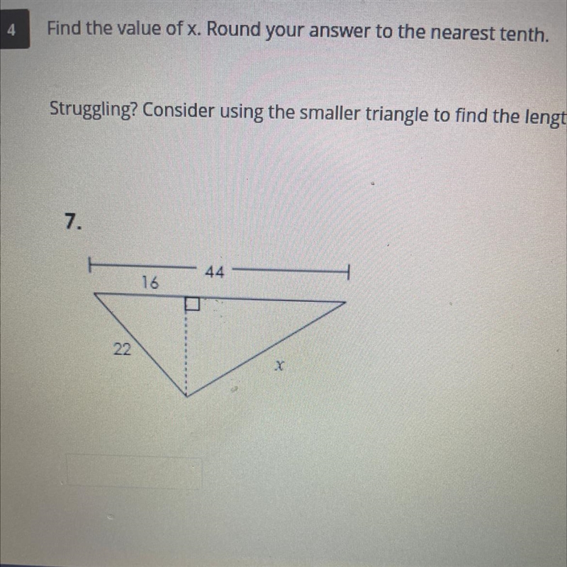 Find the value of x. Round your answer to the nearest tenth.-example-1