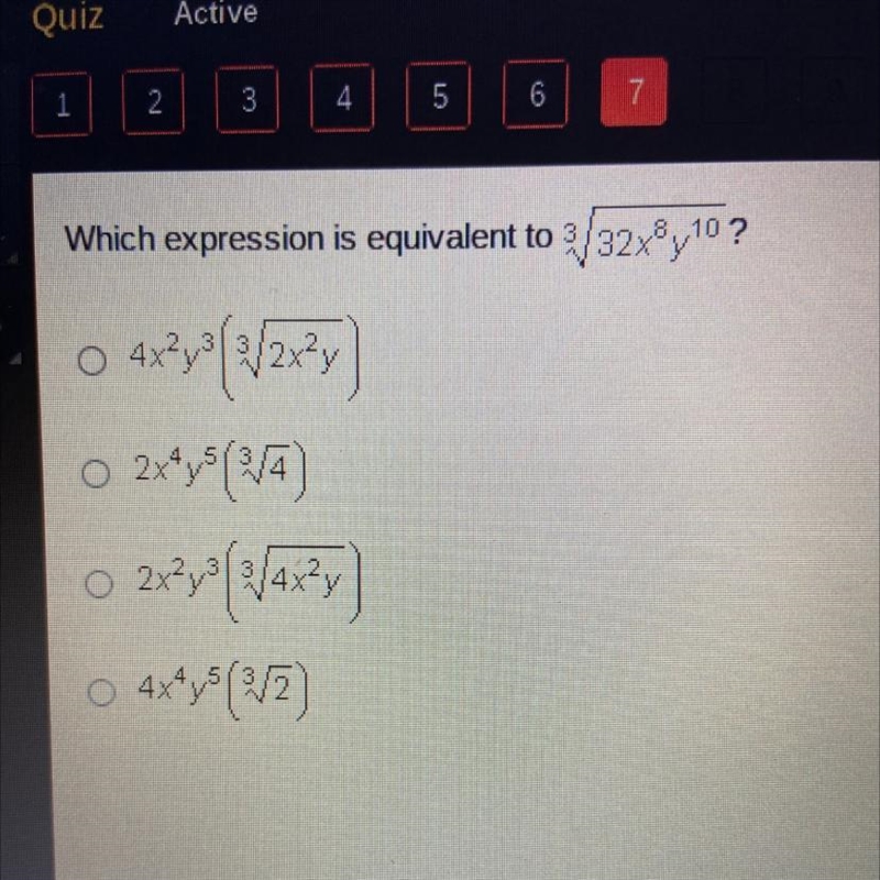 Which expression is equivalent to this equation!!! Look at picture !! pls help !-example-1