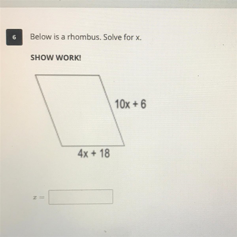 Solve for x and show work.-example-1