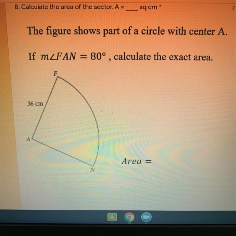 Pls help! whats the area of the sector!-example-1