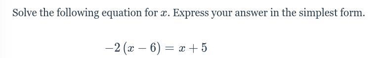 Solve the following equation for x. Express your answer in the simplest form.-example-1