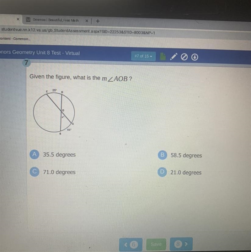 Given the figure, what is the m ZAOB? C 25° D A 46-example-1