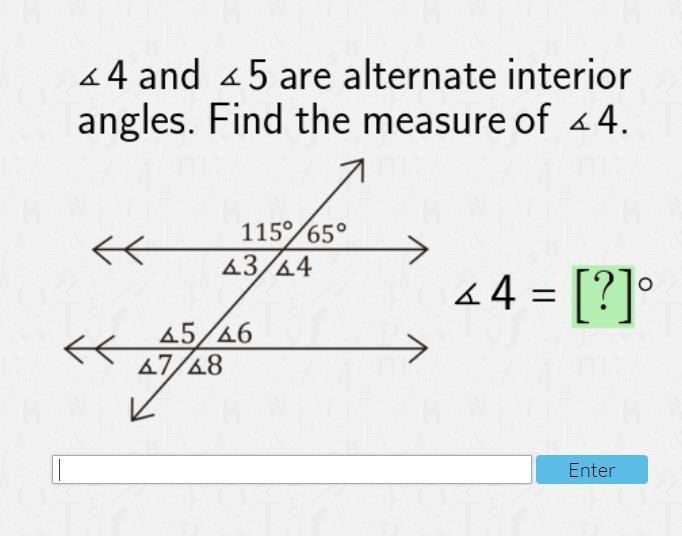 4 and 5 are alternative interior angles. Find the measure of angle 4.-example-1