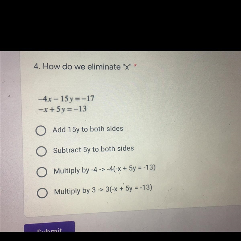 Can someone help me how do you eliminate “x”-example-1