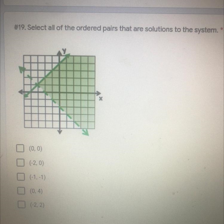 Select all of the ordered pairs that are solutions to the system-example-1