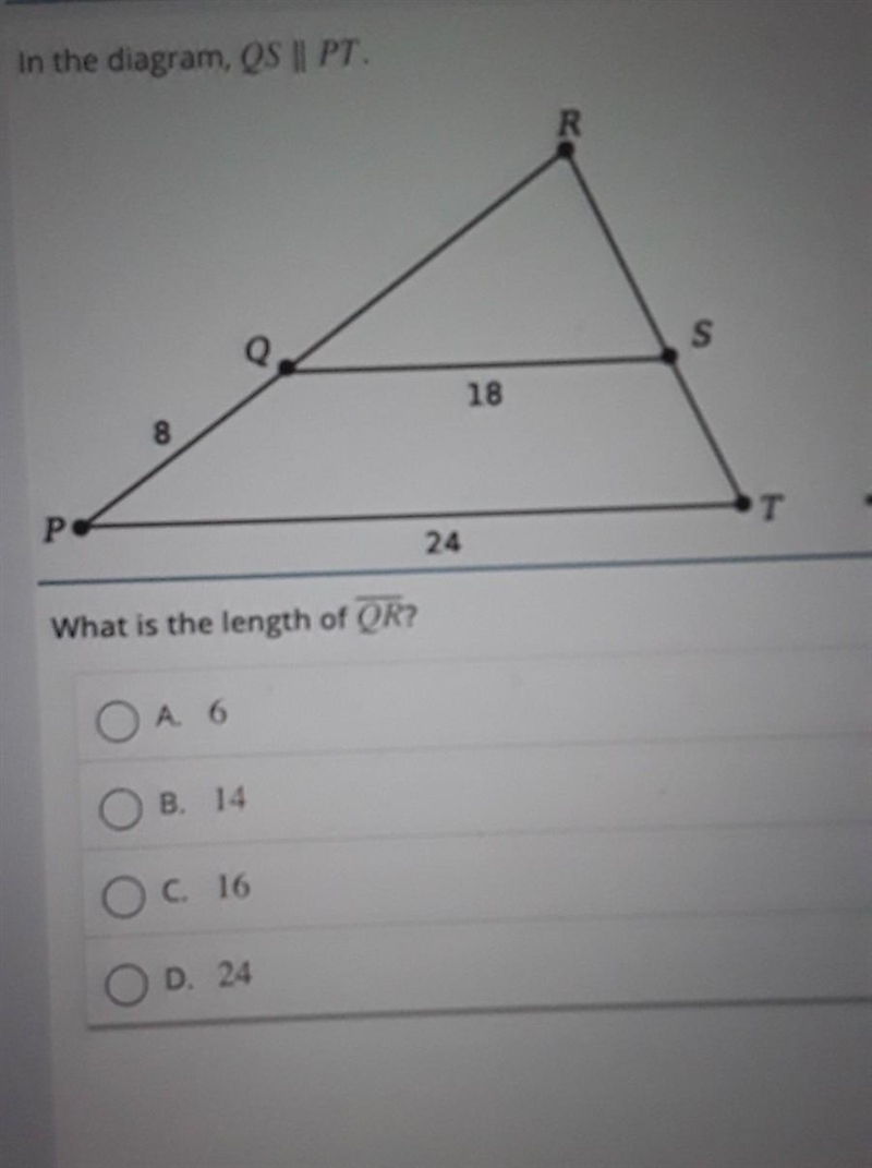 What is the length of QR? ​-example-1