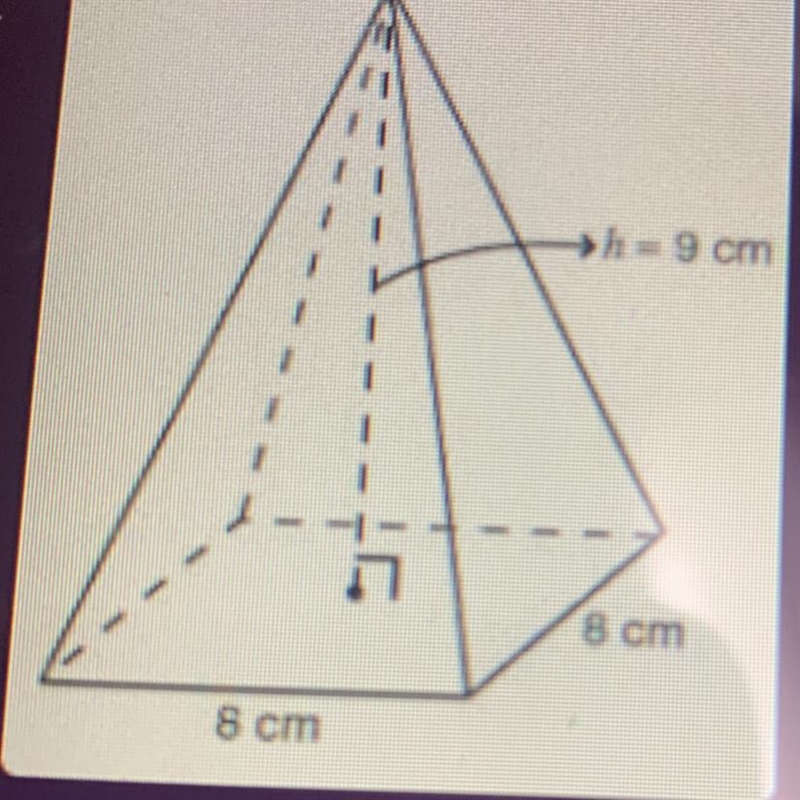 The area of the base of this rectangular prism can be found by using which equation-example-1