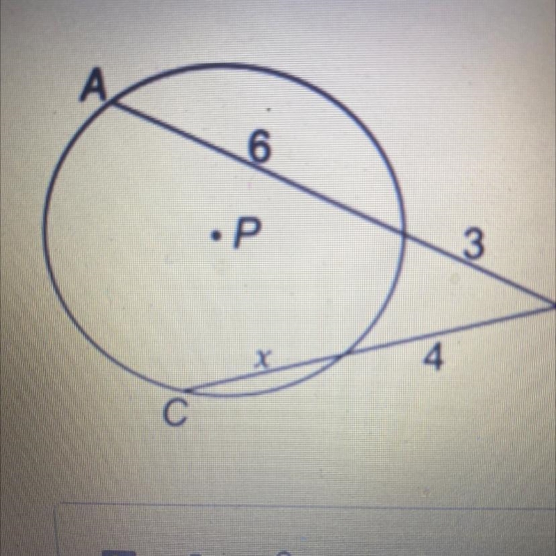 Line segments AB and CB intersect outside of circle P as shown below. What is the-example-1