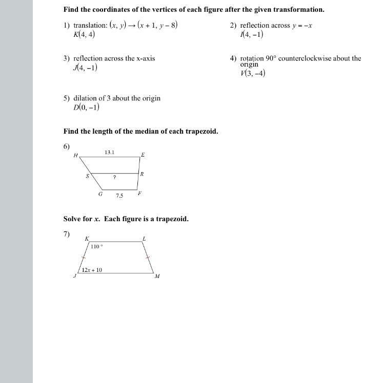 I need answers 1-7 this is geometry /algebra-example-1