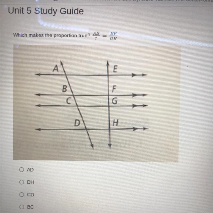 Which makes the proportion true? AB/?= EF/GH-example-1