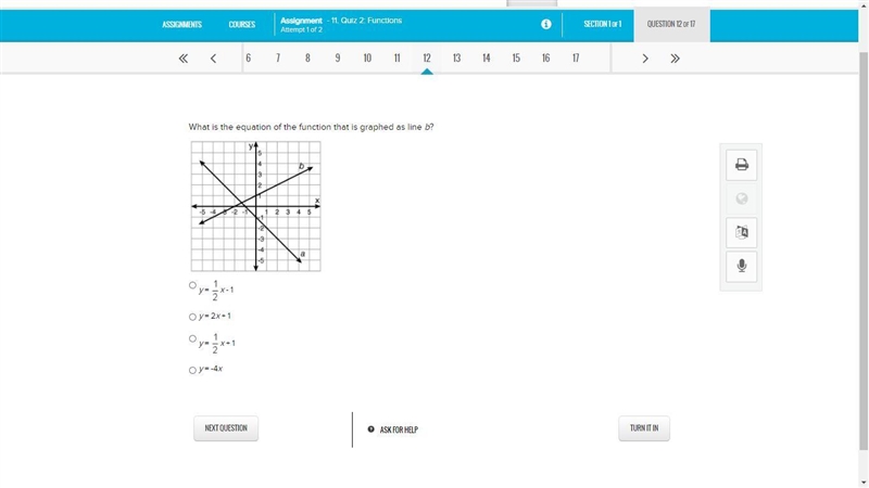 Which line is the graph of y = -2x + 2?-example-1