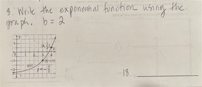 Help! I have looked at so many lessons on writing exponential functions from a graph-example-1